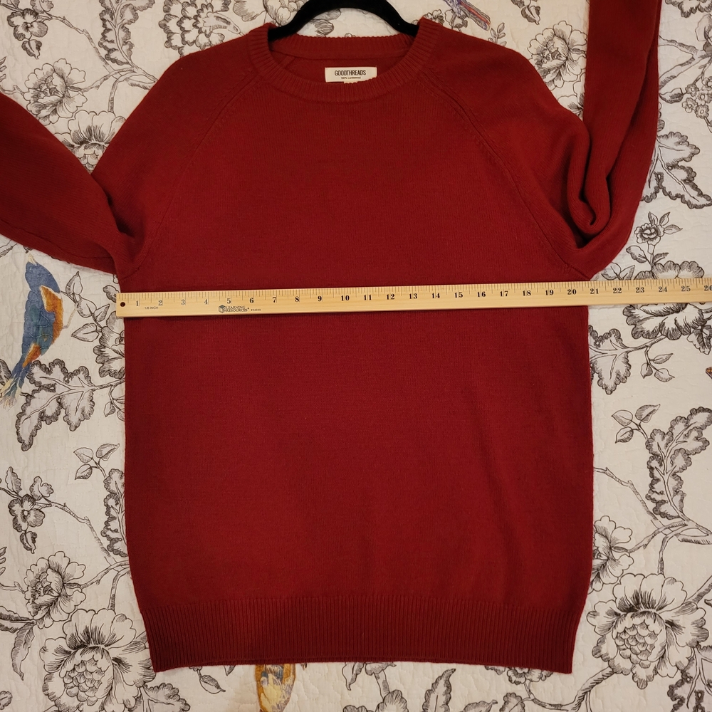 Goodthreads Men's Crewneck Sweater in Deep Red 100% Lambswool-Sz M - Picture 6 of 8